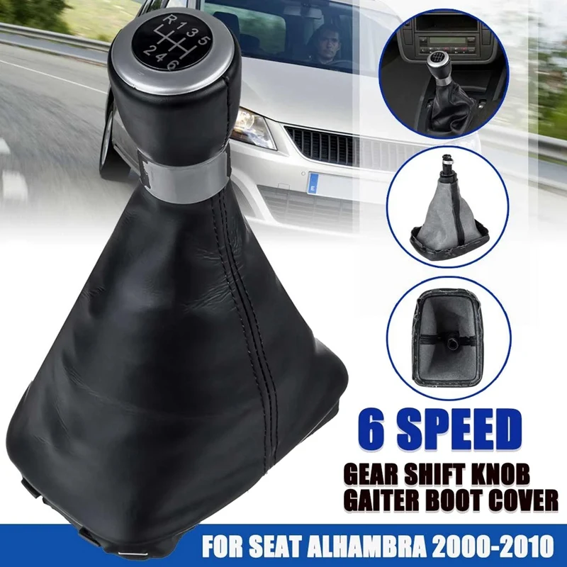 6 Speed Manual Gear Shift Knob Gaiter Boot Cover Shifter Lever For Seat Alhambra 2000-2010