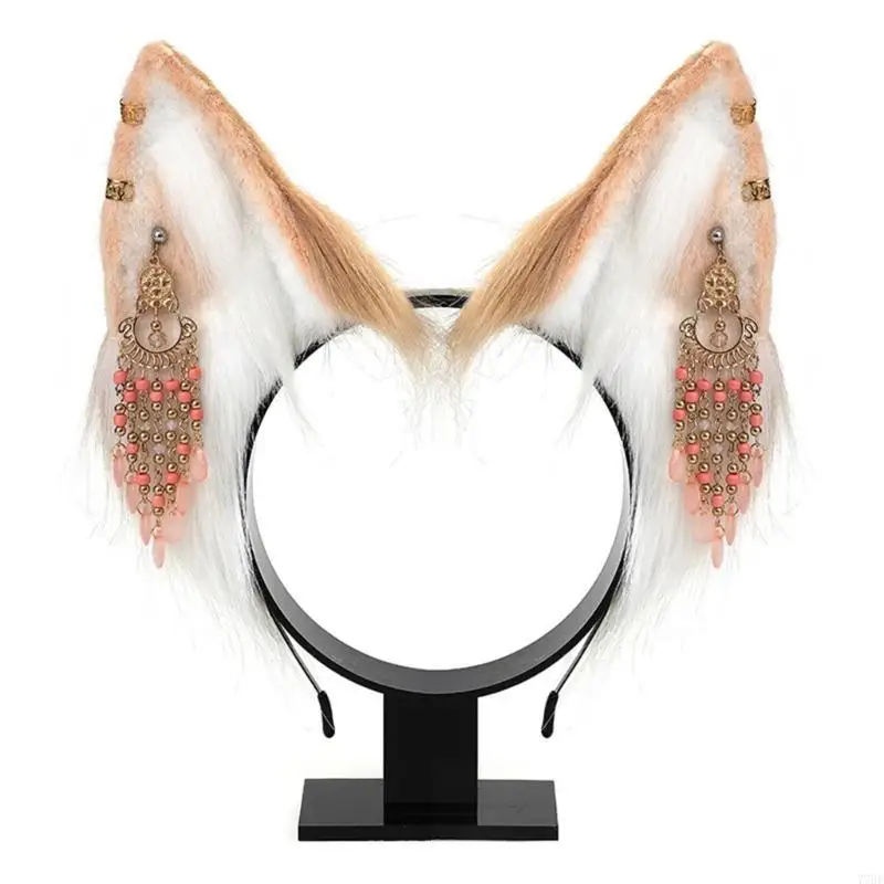 

77HE Punk Wolf Ears Hair Hoop Cosplay Party Woman Taking Photo Headpiece