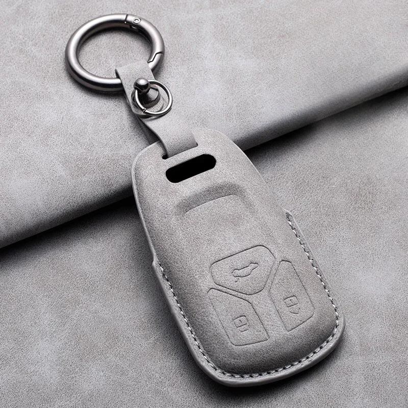 

Leather Car Smart Key Case Full Cover Protector Shell For Audi A1 A3 A4 A5 A6 A7 A8 B9 8V 8W 8S Q3 Q5 Q7 S8 R8 TT TTS Keychain