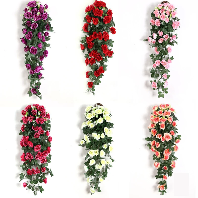 

Artificial Fake Hanging Flower Garland Rose Vine Plants Flowers for Indoor Outdoor Wedding Home Garden Decoration Wall Decor