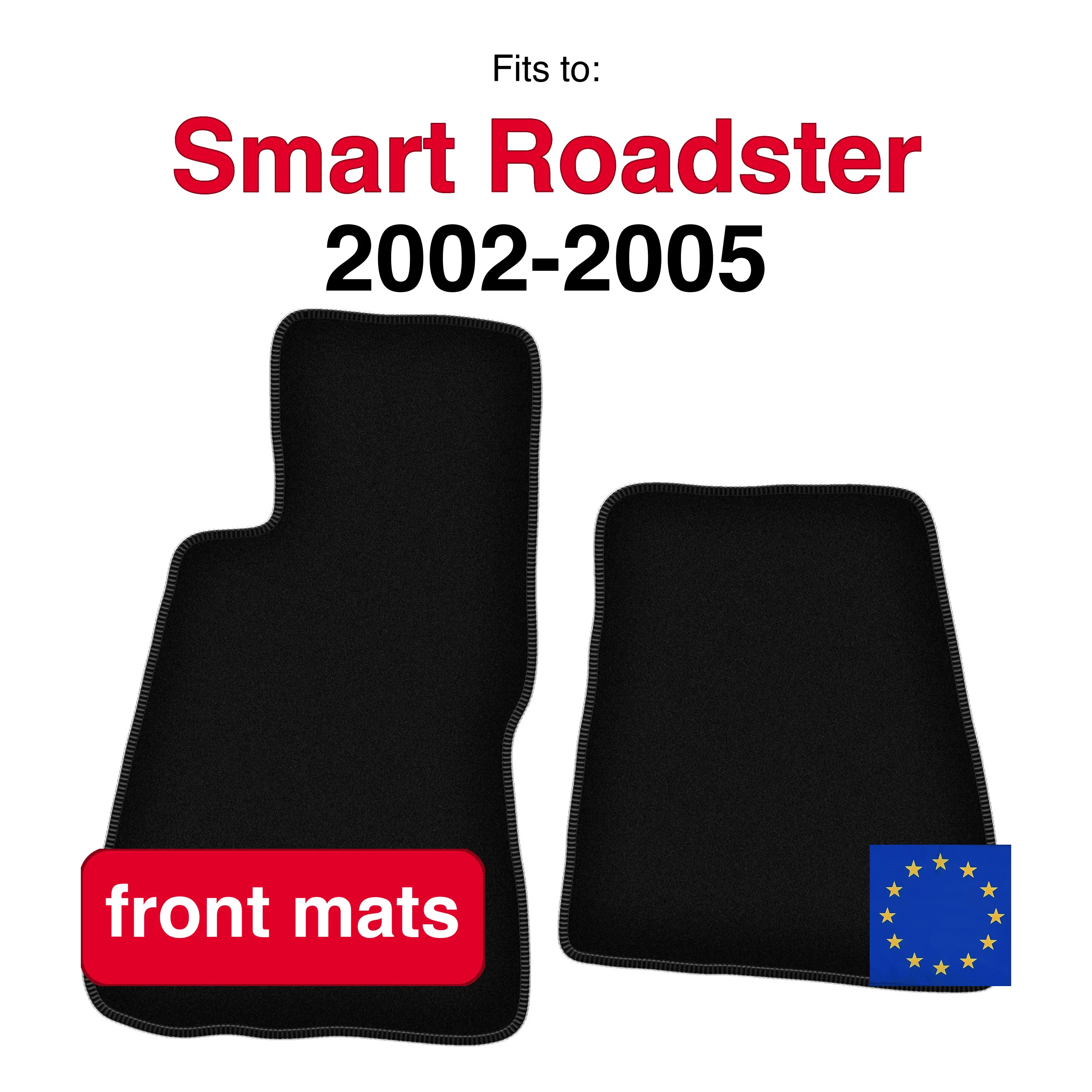 Velours vloermatten voor Smart Roadster Roadster (2002-2005) - Zwart (2 stuks) set auto vloermatten voorin