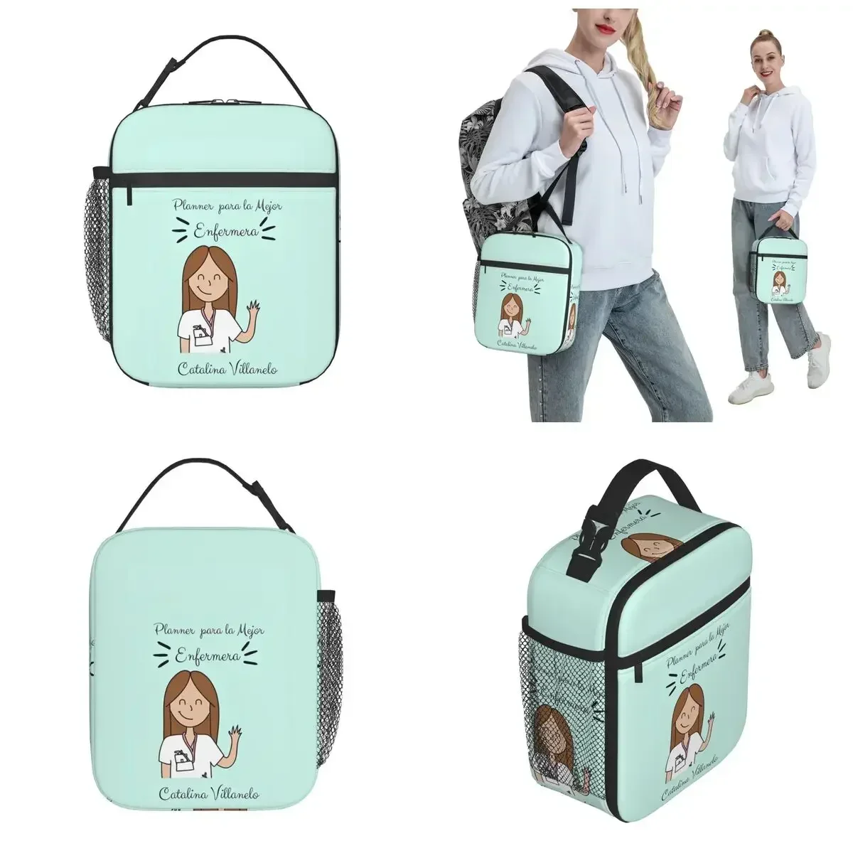 Enfermeras Cartoon Insulated Lunch Bags Thermal Bag Lunch Container Medical High Capacity Tote Lunch Box Food Handbags Office