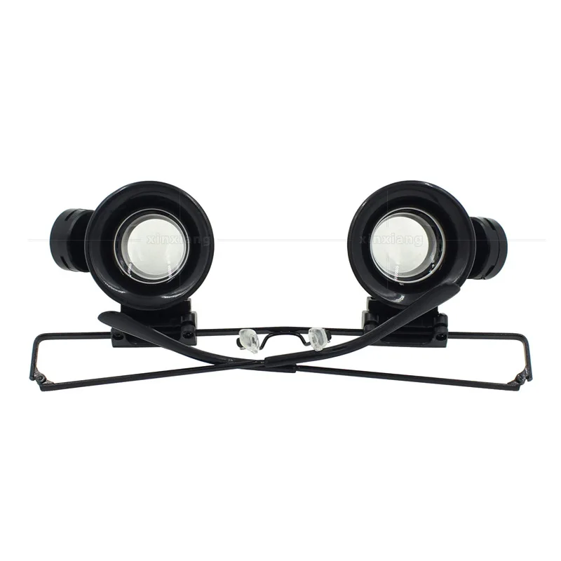 LED Light Dual Lens 20x Watch Repair Inspection Metal Eyeglass Frame Head-Mounted Stamp Collecting Jewelry Magnifier