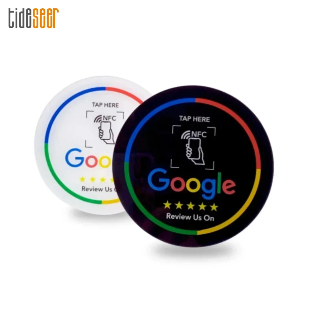 

300pcs Acrylic NFC Table Sticker Round 10CM Diameter Google Reviews NFC Sticker 13.56MHz Programmable with Self-adhesive