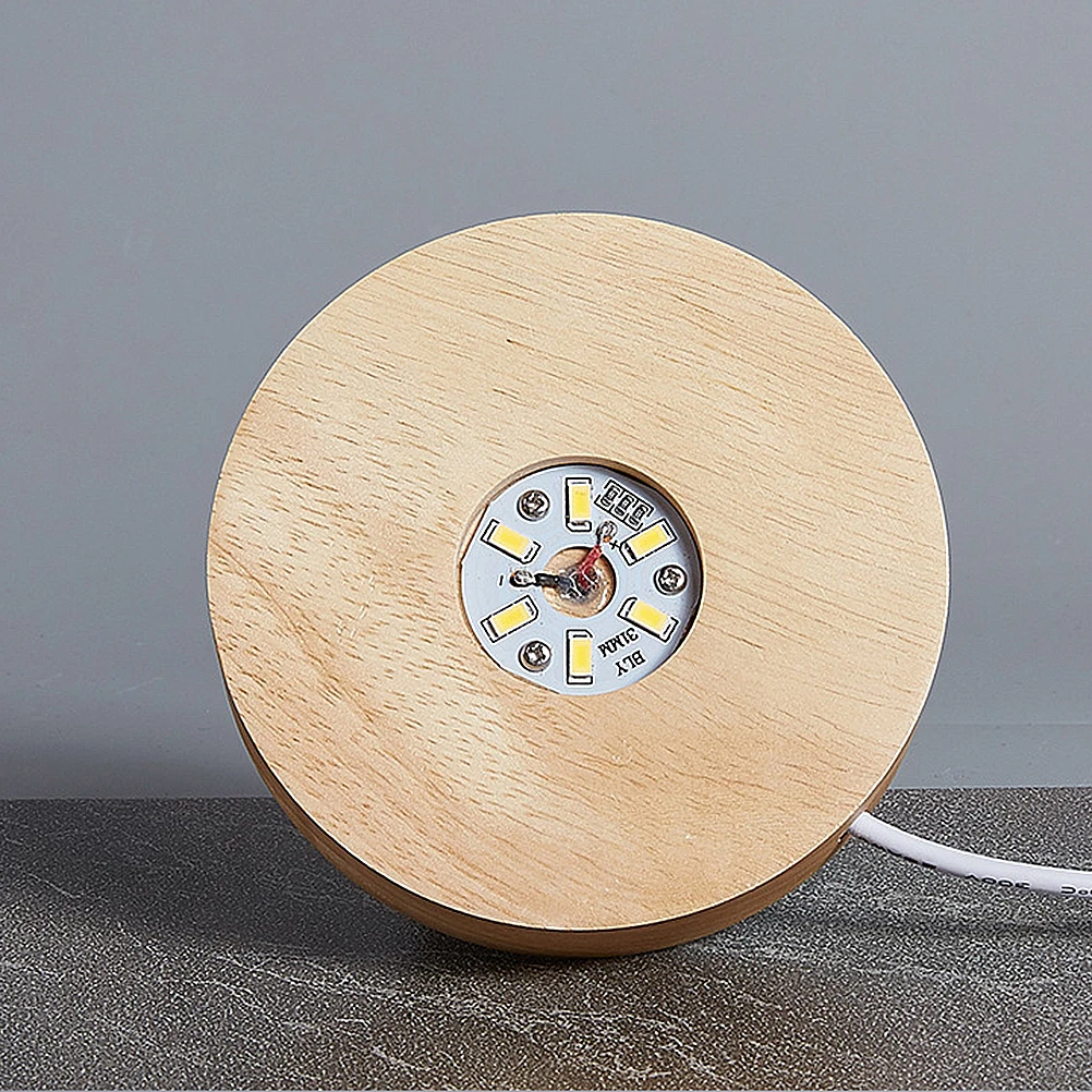 

Round LED Display Stand Durable Wood Base Light for Crystal Glass Art Home Decor Round Base Light LED Display Stand