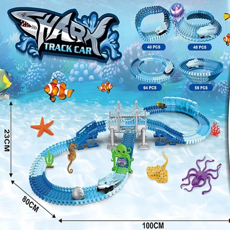 Bricolage enfants ensemble de vapeur assemblage amusant requin Rail voiture dessous de verre jouet Parent enfant Interaction Puzzle monde sous-marin enfants jouet cadeaux