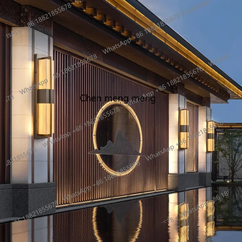 

Hot sales New Chinese style living room bedside lamp door aisle imitation marble all copper wall lamp outdoor waterproof garden