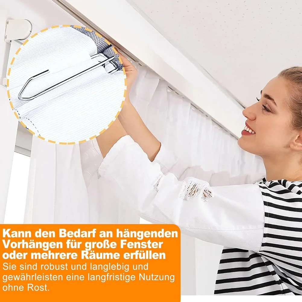 Modern Silver Metal Curtain Hooks Stainless Steel Drapery Rings for Windows 40 50 60 150 Pieces Set Home Decor