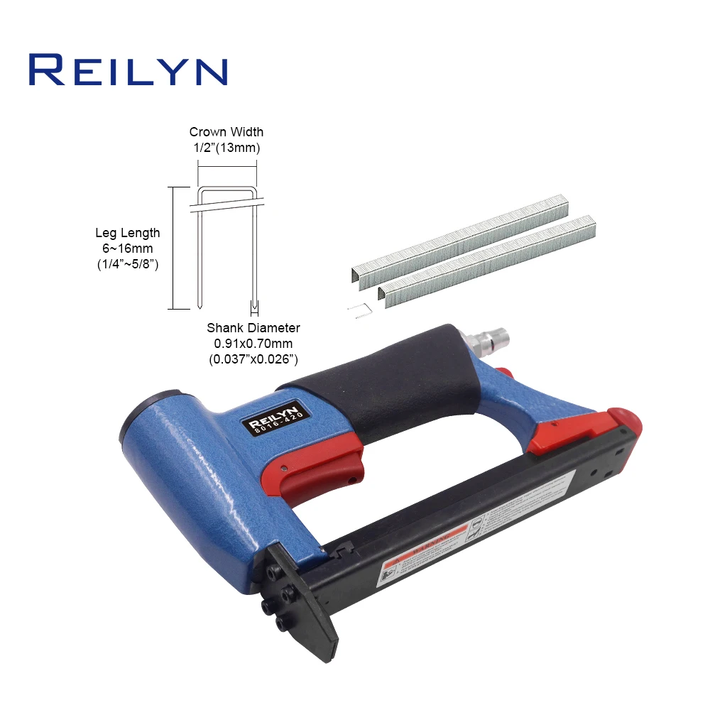 Imagem -04 - Pistola de Grampeador de Construção Pneumática Nariz Longo Fine Wire Nailer tipo u Estofados Carpintaria Móveis Ferramentas para Sofá 8016 616 mm