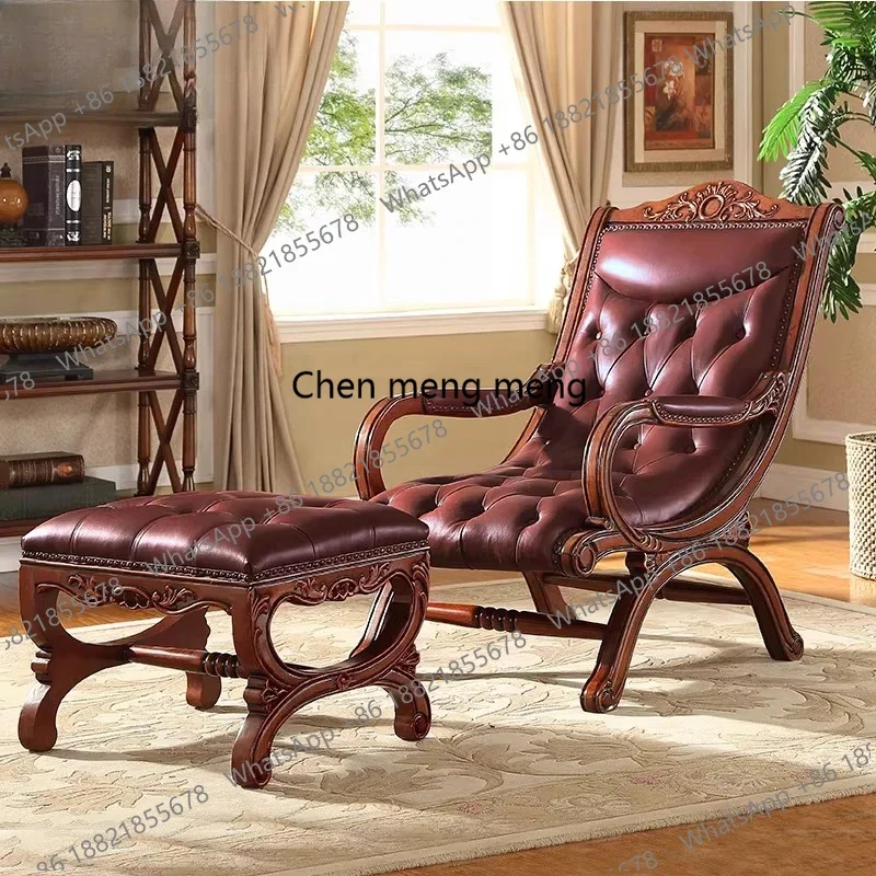 

RR American solid wood recliner European leisure, single chair princess living room, room elderly chair balcony