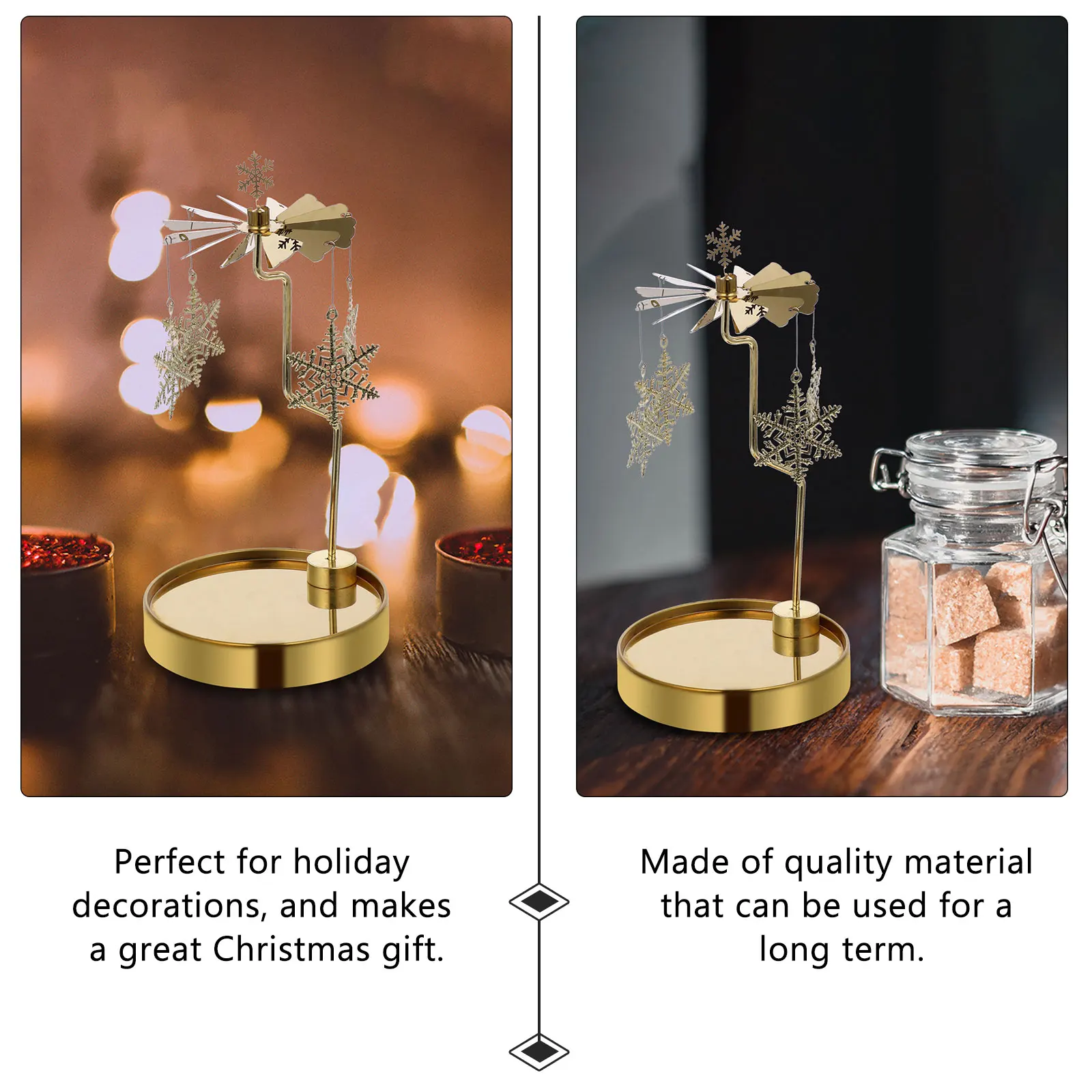 Christmas Stand Rotating Candlestick Premium Metal Xmas Holder Table Decor Home Adornment Wedding Gathering Decoration
