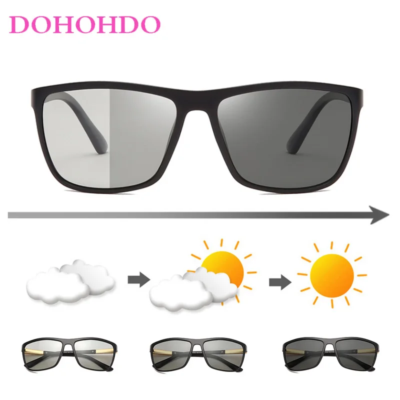 DOHOHDO 2024 Photochromic Chameleon Polarized Sunglasses Men Women Brand Designer Driving Sun Glases UV400 Polarized Sunglasses
