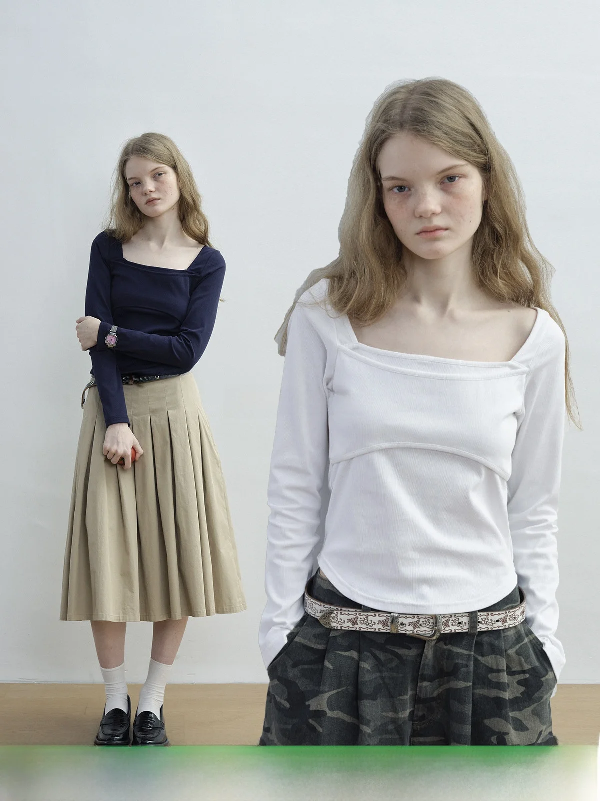 

Женская футболка Kokoasoko с длинным рукавом и квадратным воротником, облегающая, спортивная, из смеси хлопка и полиэстера, весенне-осенний дизайн