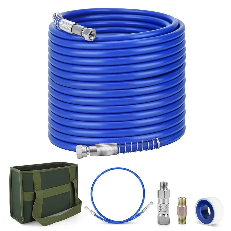 

x 1 4 Airless Paint Sprayer Hose, High Pressure Hose Kit with 5Ft Whip Hose, 1 4 Hose Connector, Swivel Joint, PTFE Tape amp Car