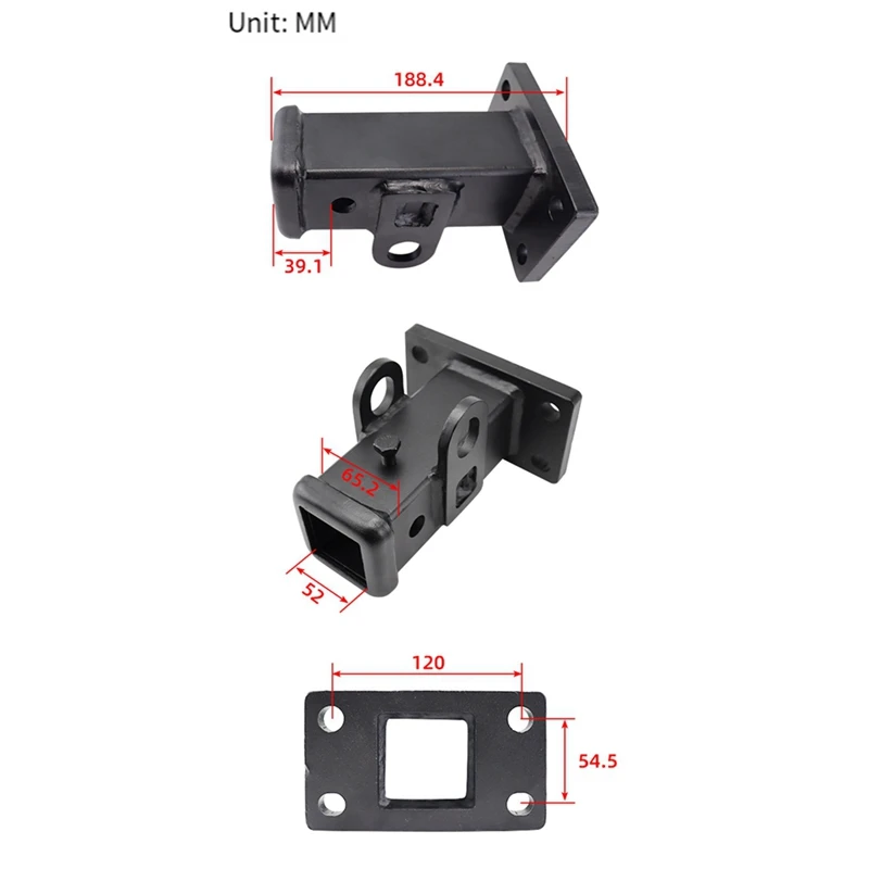 AU05 -Car Parts Rear Bumper Trailer Hook Trailer Square Mouth Base For Tank 400