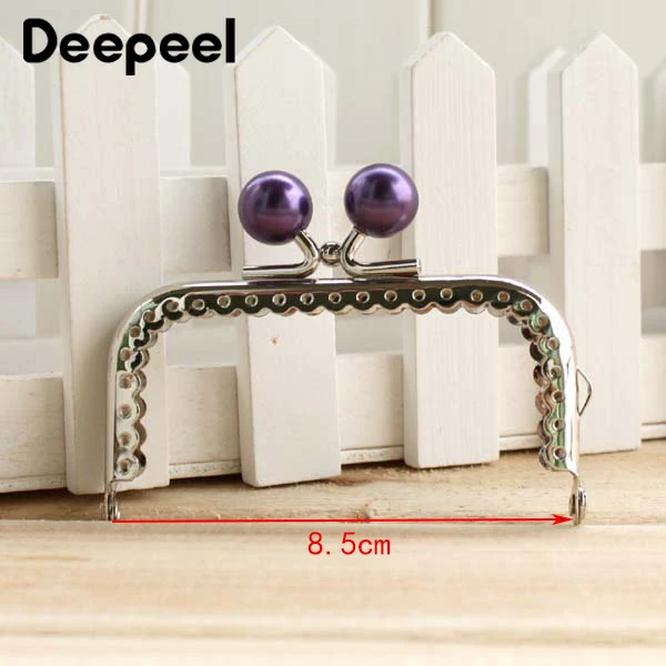 5/10Pcs 8.5cm Silver Smooth Candy Bead Head Kiss Claps Handle Handmade DIY Sewing Brackets Bag Handles Purse Frame Accessories