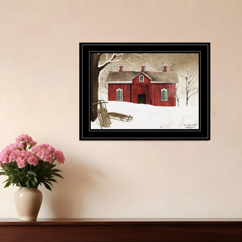 

American style hanging 3D wall frame Fallen Snow 2 Black Framed Wall Art Print Home Decor Shipping from the USA