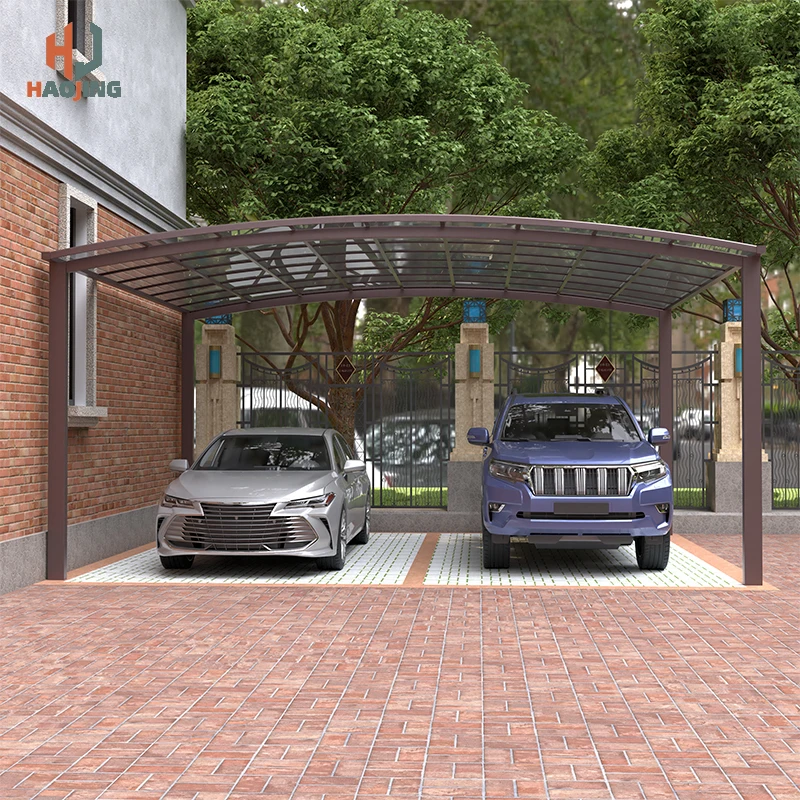 فاخر مخصص الألومنيوم شرفة المراقبة carport 2 منفذ السيارة الخارجي 3x6 3x4 مظلة معدنية خارجية سقيفة البولي كربونات المرآب وقوف السيارات #4