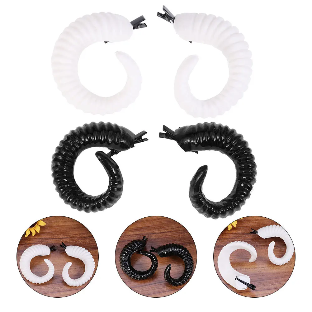 

Two Pairs Horns Hairclip Artificial Sheep Horn Bobby Pin Halloween Cosplay Hair Accessories Festival Decoration