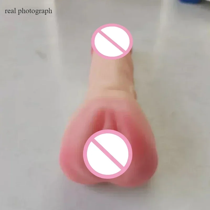 2 In 1 Realistic Pussy with Real Big Penis Enlarger Sleeve Vagina Anus Masturbation Sex Toys for Men Women Adult Erotic Supplies