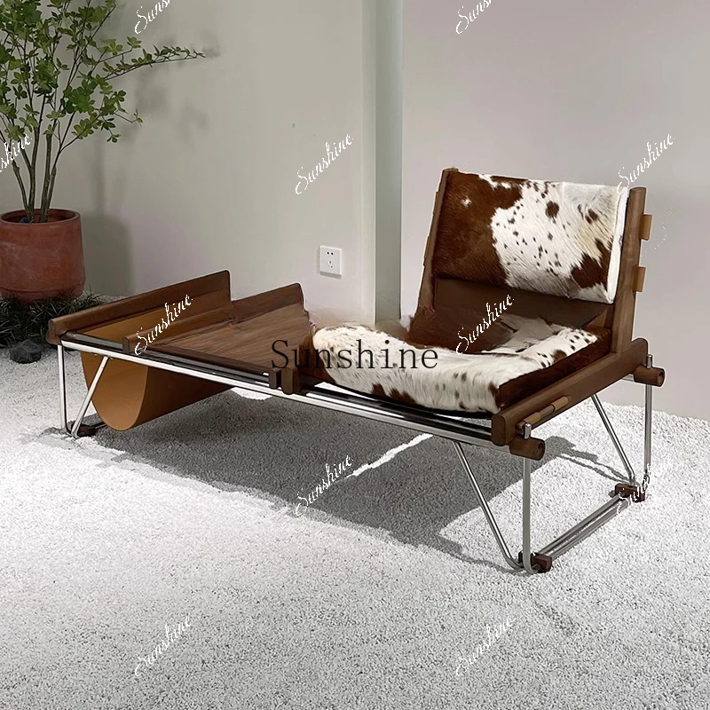 

French milk cowhide bookshelf chair, bedside bench, antique style, simple and modern FT