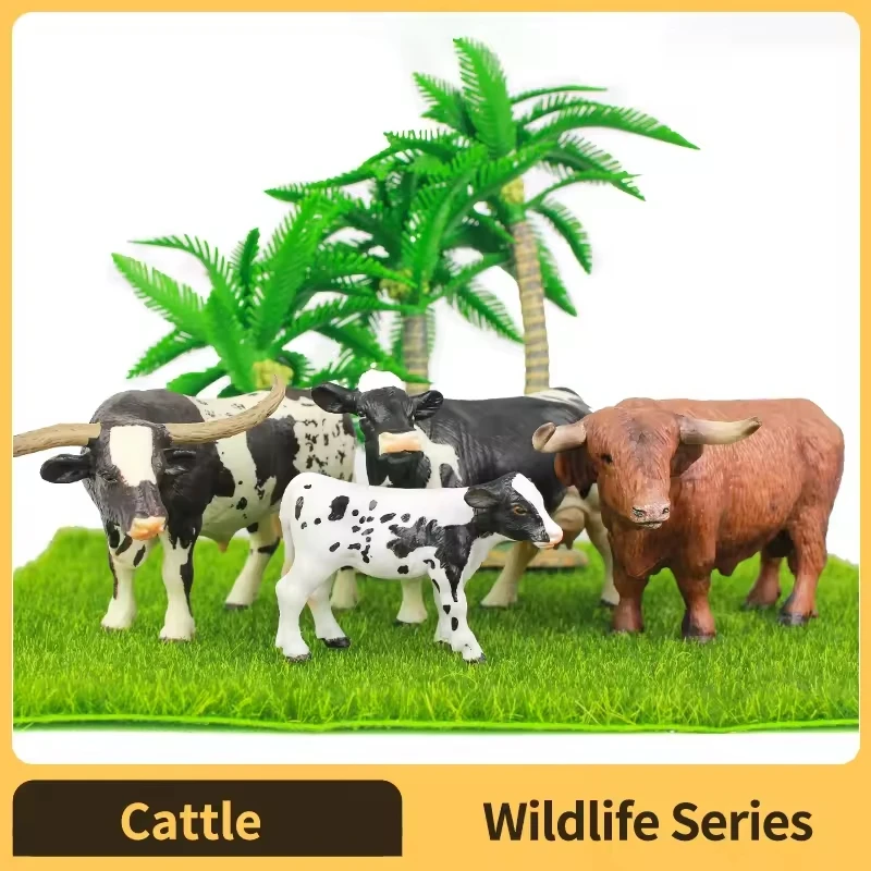 Simulation Farm Animal Models Bull Milk Cow Poultry Educational Action Figures For Children's Cognitive Learning Collection