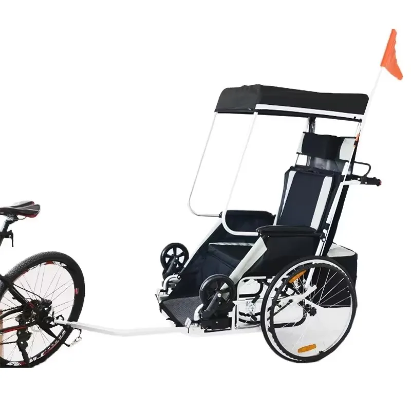 Adult Bicycle Rear Trailer: Aluminum Alloy Shock-Absorbing Comfortable Tow Cart, Multi-Functional Push Trailer