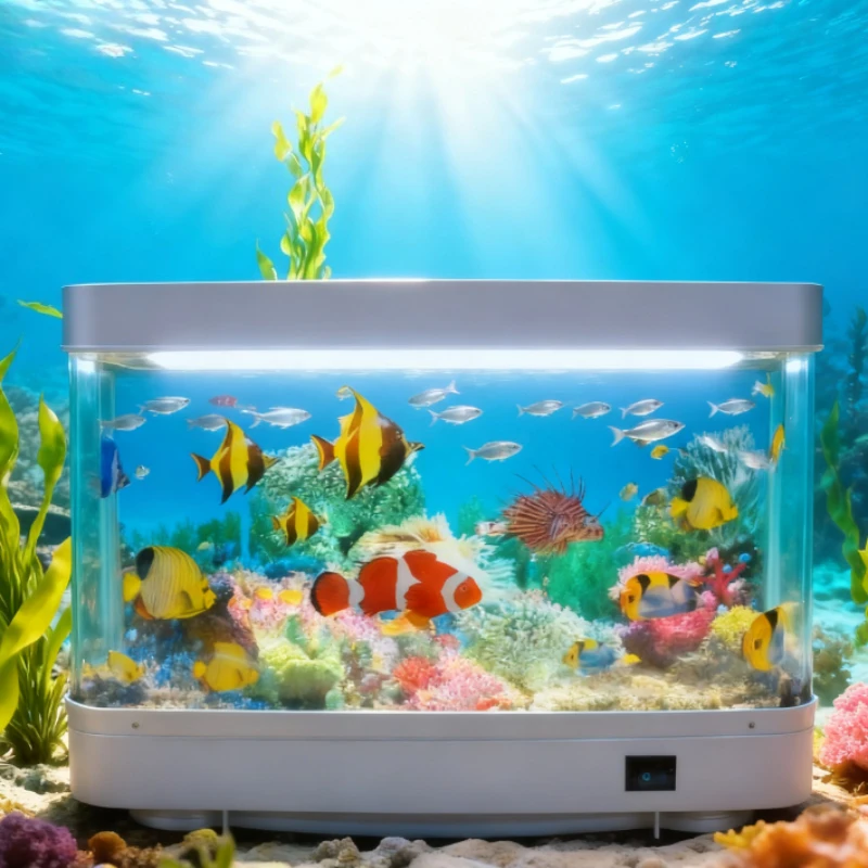 Plug Powered  Artificial Aquarium Fish Tank Decorative Dynamic Decorative Lamp Dining Table Light Room Table Kid Room Decorating