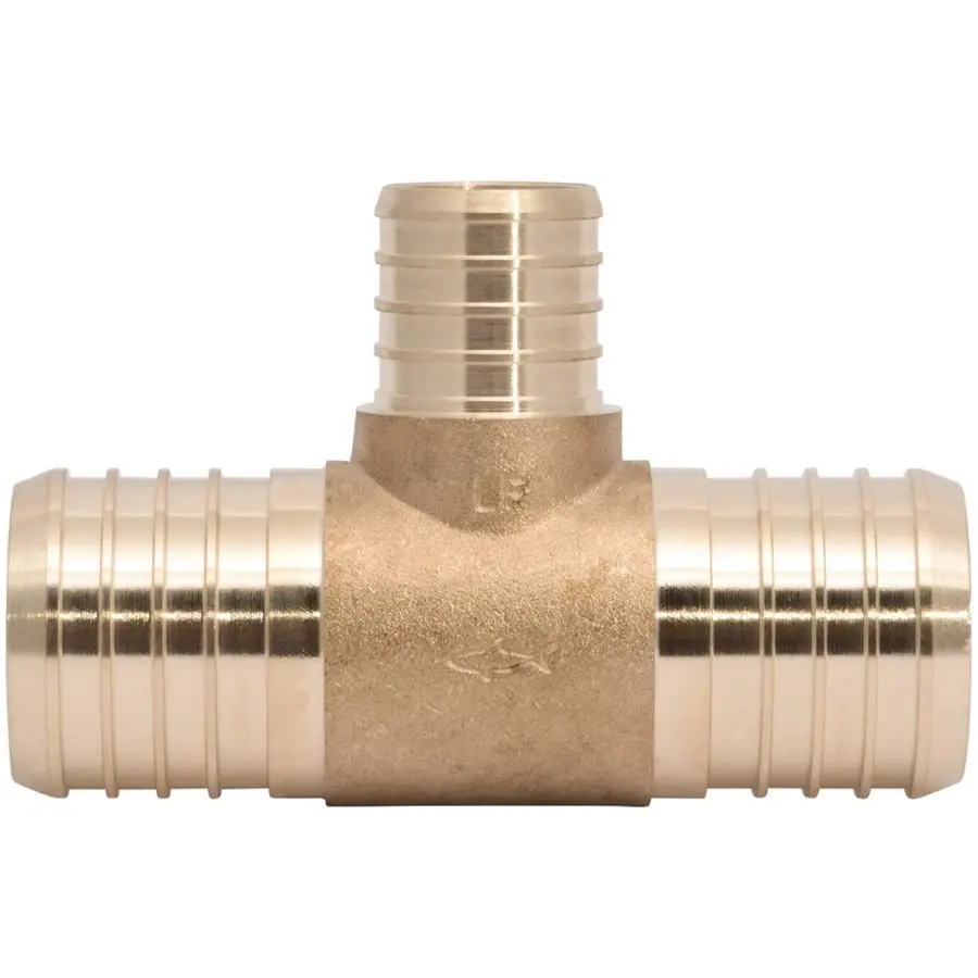 11 2 x 11 2 x 1 Inch Brass Crimp Reducing Tee, PEX Pipe, PERT, UC08414128