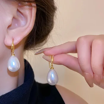 Genuine AAA 10×12mm south china sea white baroque pearl earrings 14K yellow gold《14k white gold《fine jewelryJewelry making