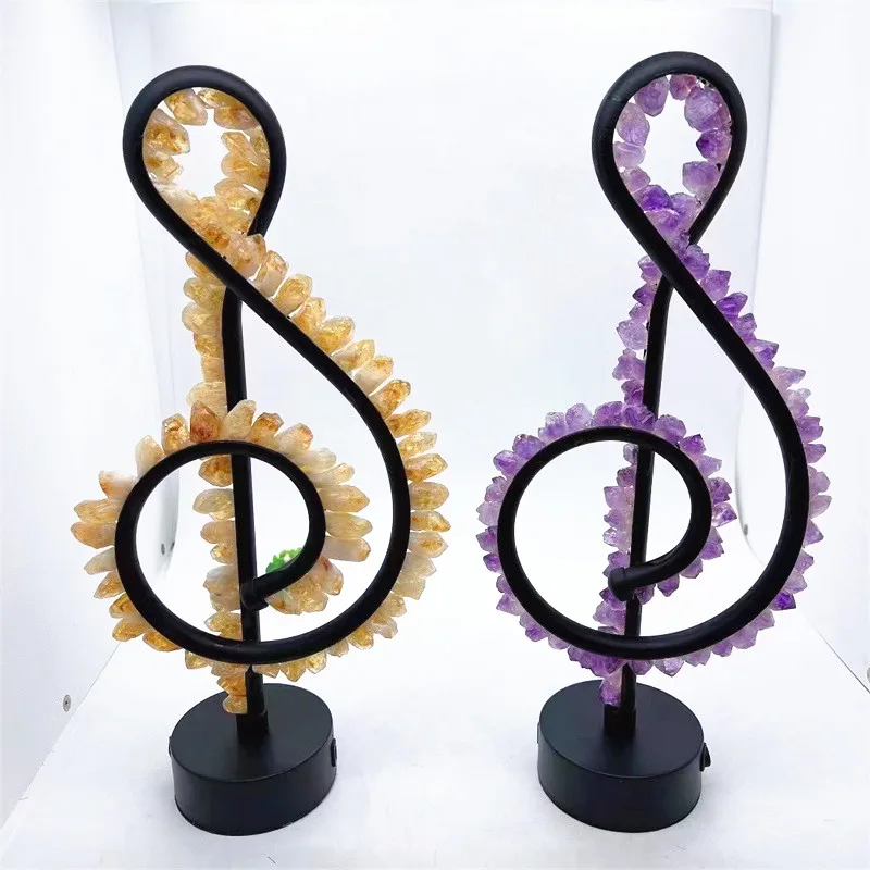 

Natural Gemstone Crafts Crystal amethyst Decorative LED Note Light, Home Decoration