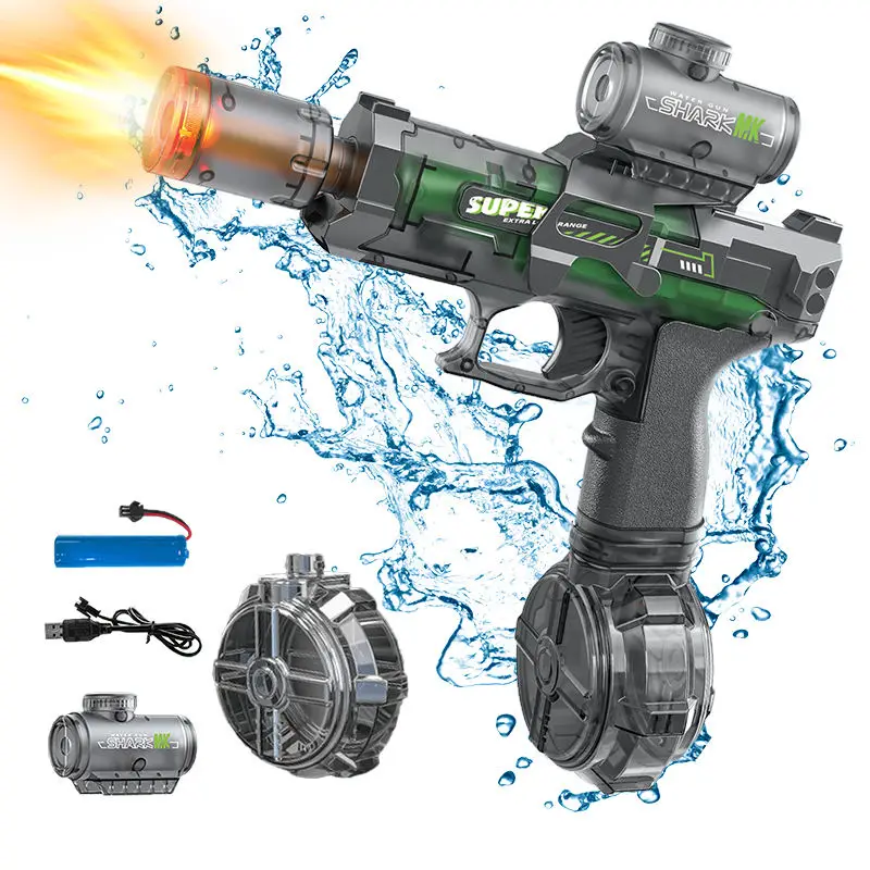 

New Fully Automatic Electric Pulse Water Gun Ice Mouse Water Gun Simulated Flame Sensor Light Outdoor Beach Water Pistol Toy