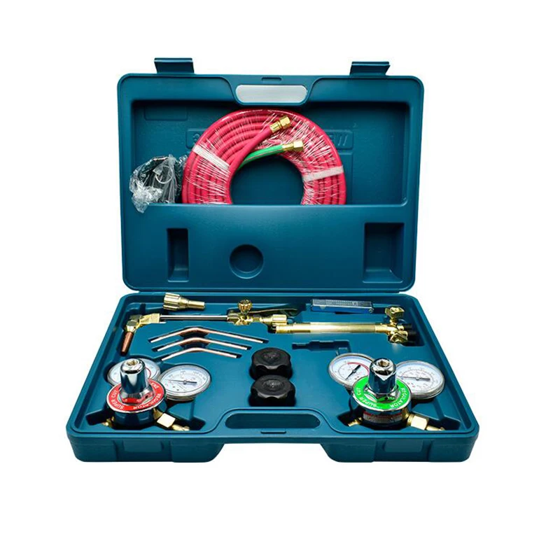 

Portable Acetylene Cutting Torch Set Welding Kit With Two Hoses Regulator Gauge Storage Box