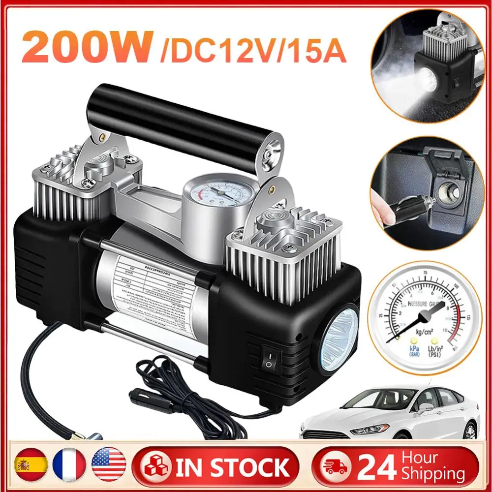 

12 В портативный двухцилиндровый воздушный насос 150PSI двухцилиндровый насос для накачивания шин автомобильный насос для накачивания шин портативный воздушный насос двойного назначения