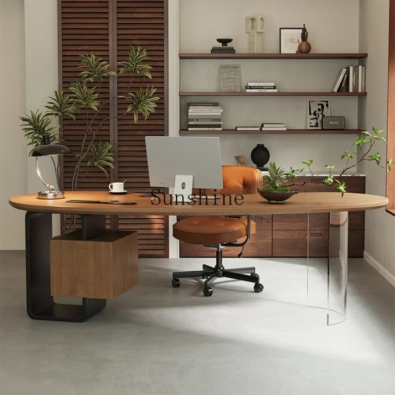 

Modern simple solid wood commercial office computer table and chair combination high-end boss table