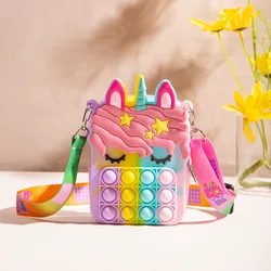Fashion Fidget Toys Press Bag Unicorn Bag Rodent Control Pioneer Wallet Bag Coin Purse Diagonal Bag Silicone Bag For Girls Kids