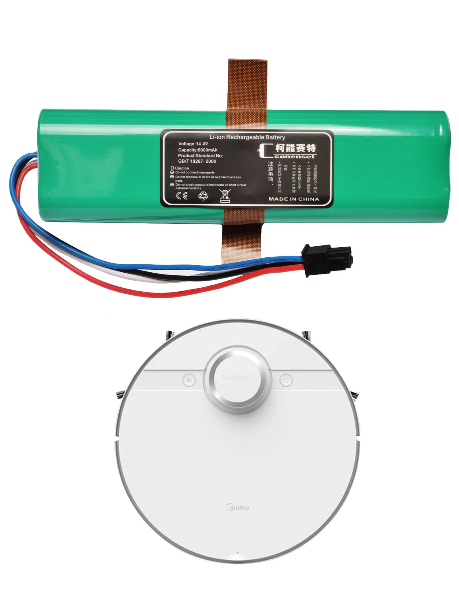 Batería de repuesto de 6000mAh y 14,4 V para Midea M7 M71 M7Pro M7young M7Max I10 W11 S8 S8 + piezas de accesorios de Robot aspirador