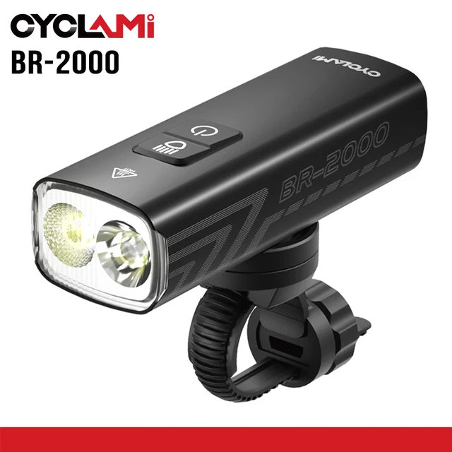 2000 lumenów CYCLAMI reflektor rowerowy latarka rowerowa kierownica type-C MTB Road Highlight BR2000 przednia lampa światło stop aluminium Rower górski Rower szosowy, Lampa przednia dla roweru, Lampa rowerowa