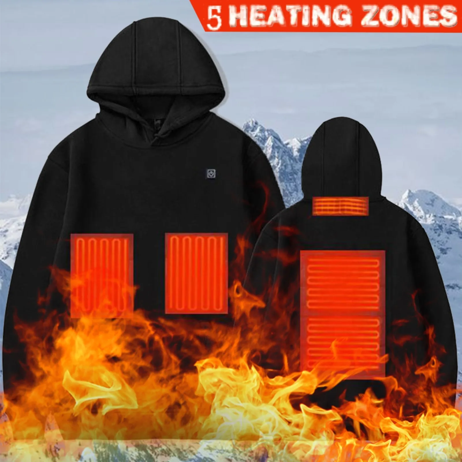 Male Control USB Interface Three Heating Gear Charging Temperature Control 5 Hoodies Sweashirt Hip Hop Retro Windproof