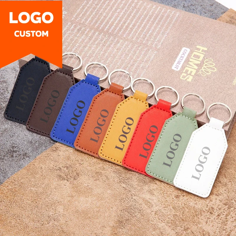 

Customized LOGO Retro Vintage Cowhide Leather Keychain for Men and Women Car Key Chain Ring Laser Engrave Strap Keyring Gift