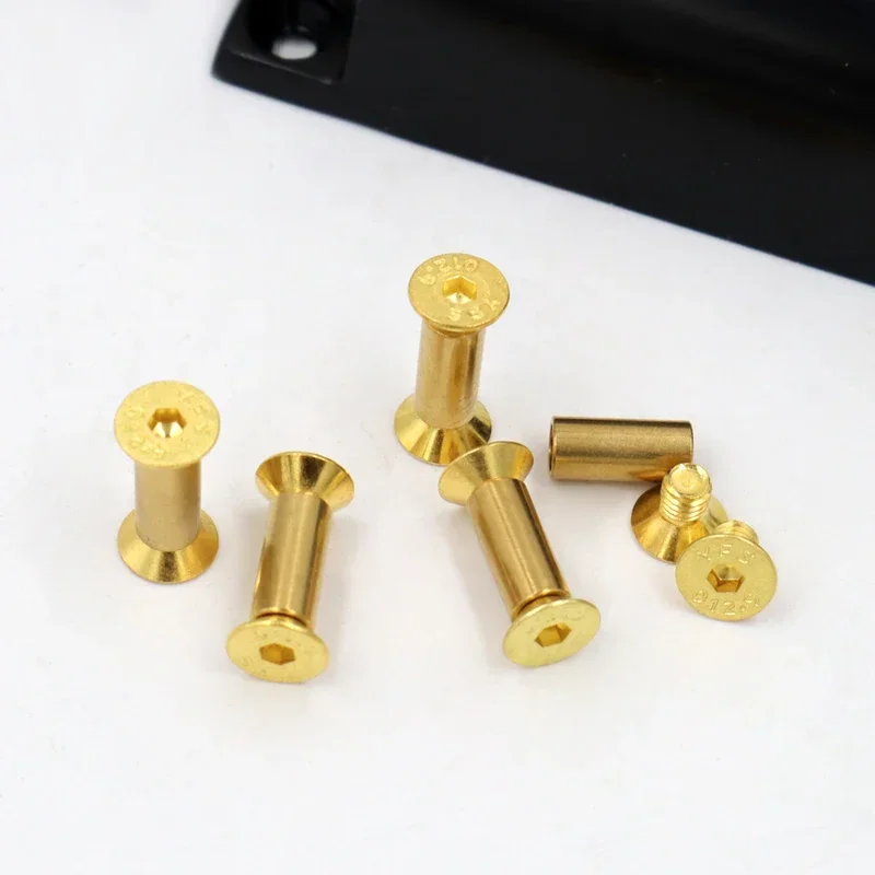 10pcs/lot Brass Screw Rivet Knife Handle Lock DIY Knife Material Plate Fastening Flat Hex Head Screws
