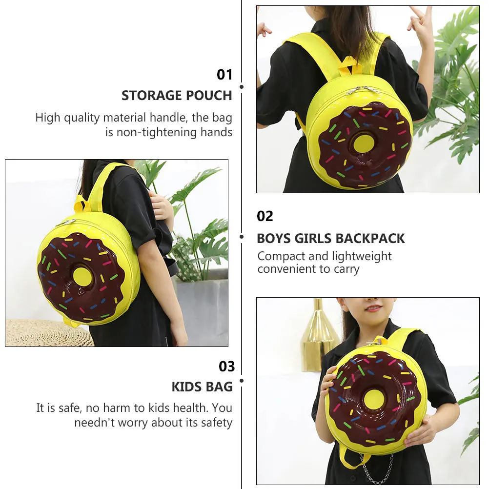 

1Pcs Children Backpack Doughnut Design Kids Bag for School Shopping Travel Portable Compact Lightweight Boys Girls Backpack