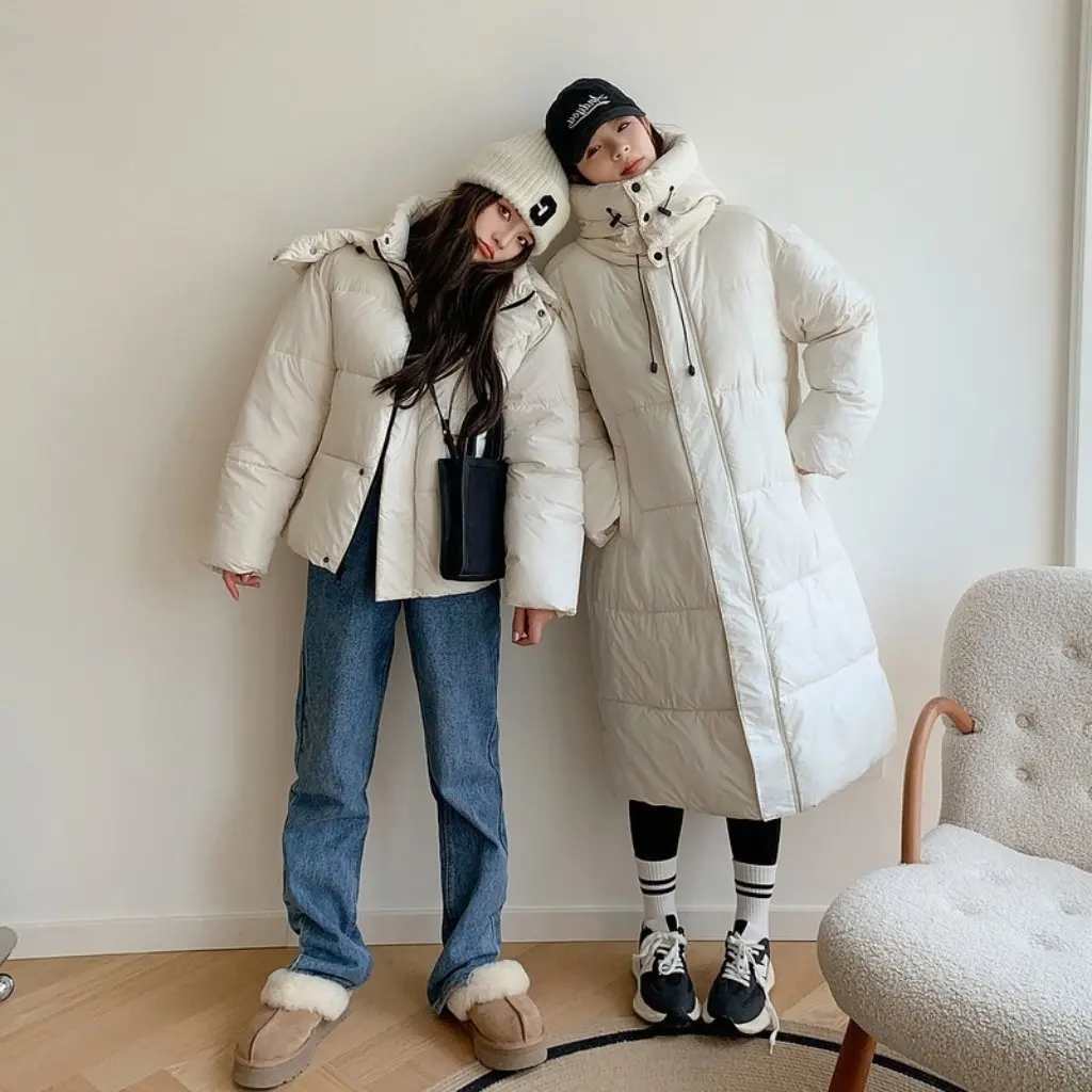 

Women's Loose Hooded Cotton-Padded Jacket Winter Long Knee-Length Warm Bread Jacket Style