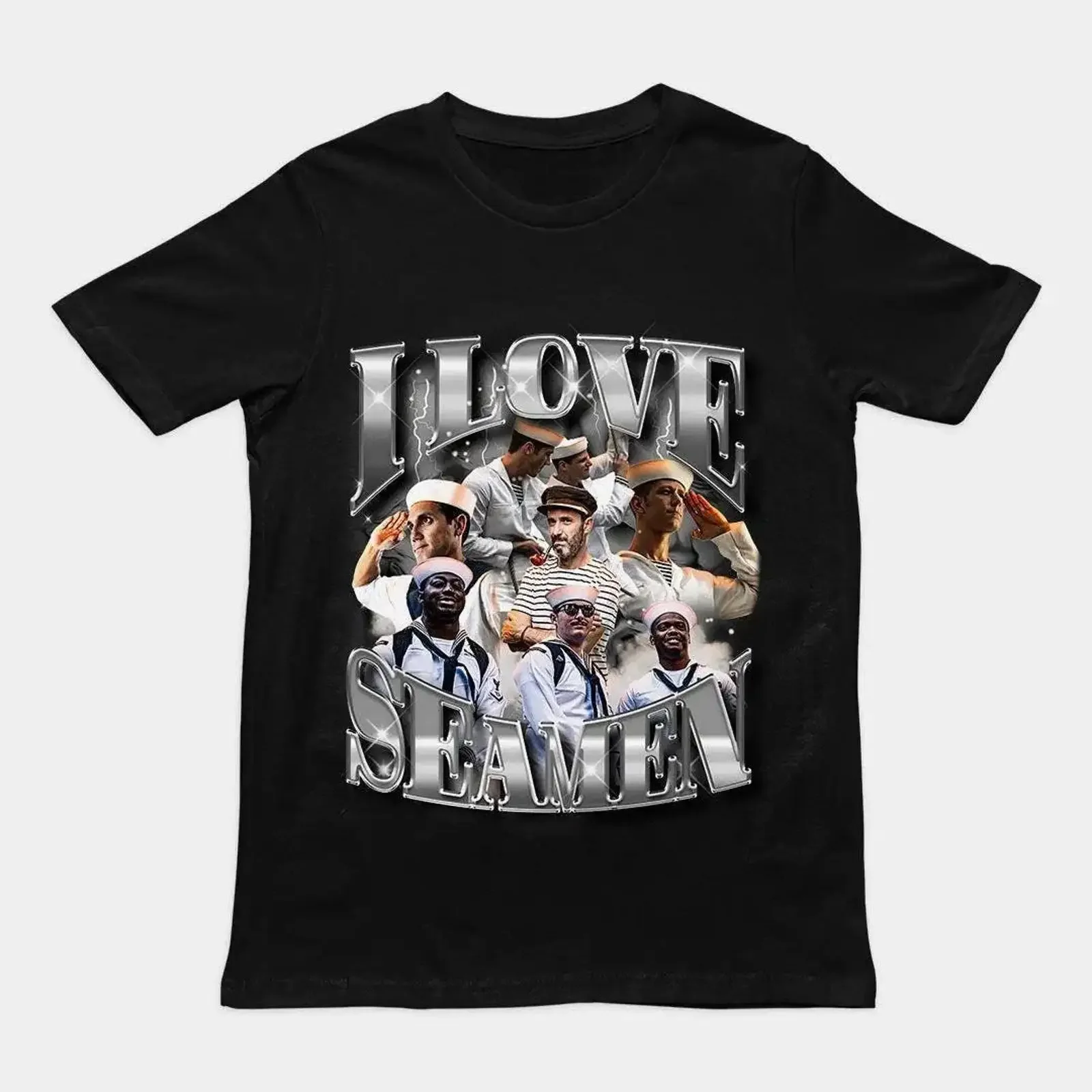 I Love Seamen Funny Sailor Pun T Shirt Bootleg Rap Navy for Him Cheeky Innuendo Orbital Clothing vintage Washed Stretched