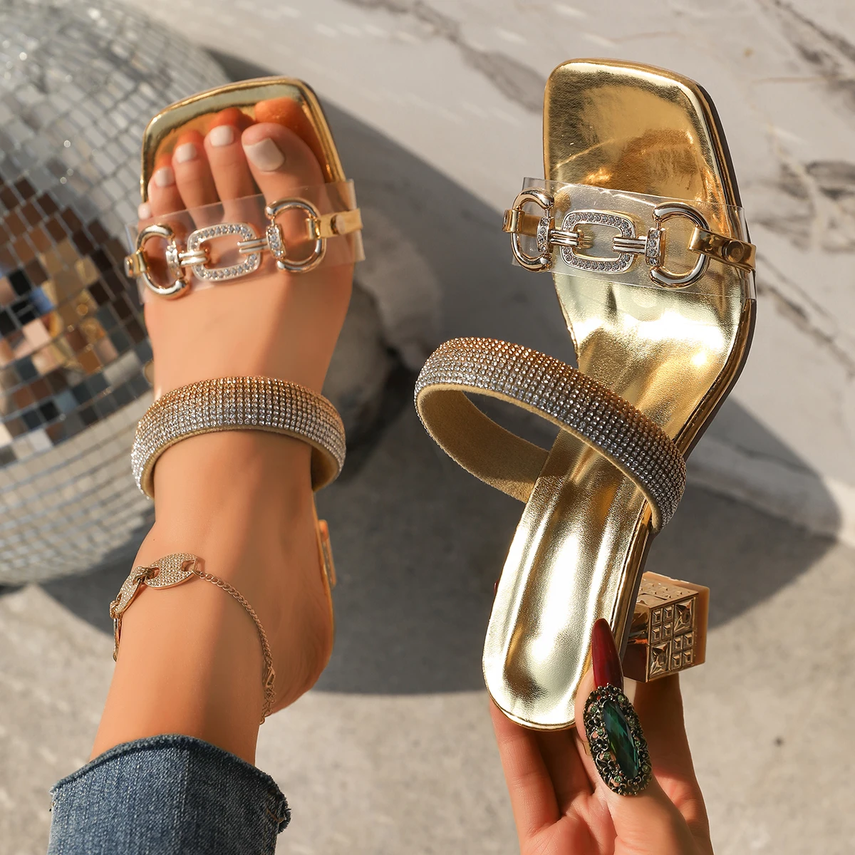 

Women Luxury High Heels Sandals 2025 Summer Women Anti-slip Designer Shoes Fashion Comfortable Slip on Sandals Zapatos De Mujer