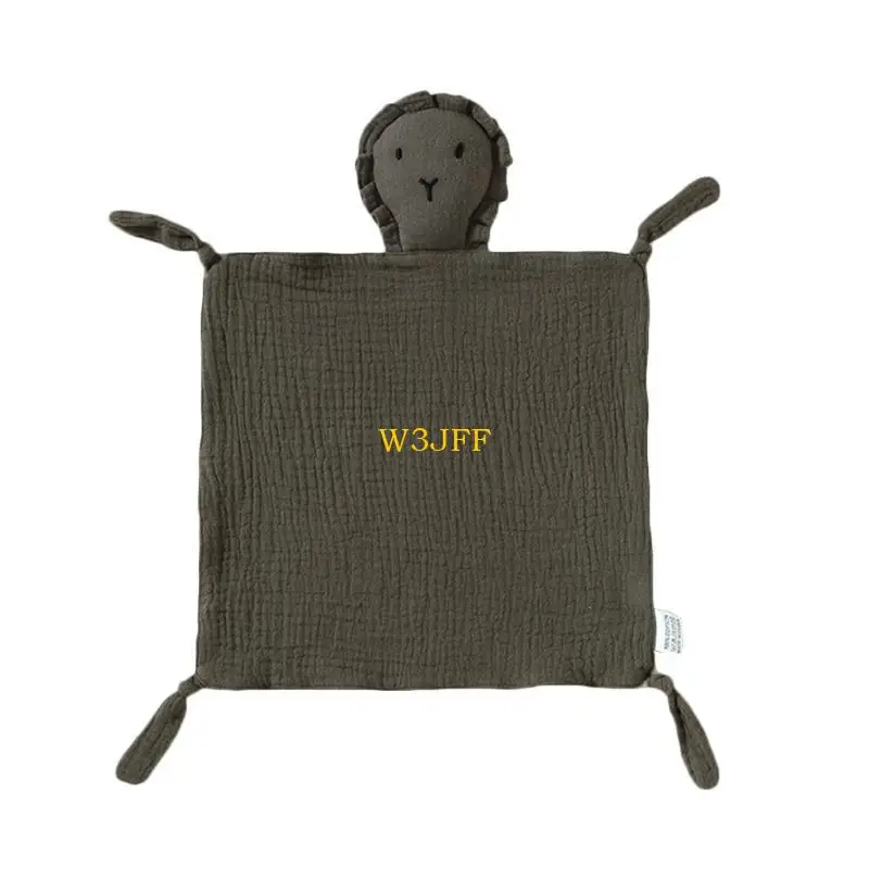 

W3JF Baby Wiping Towel Cotton Handkerchief Feeding-Bib Saliva Towel Soothe Appease Towel Comforter Lion Doll Comfort Scarf