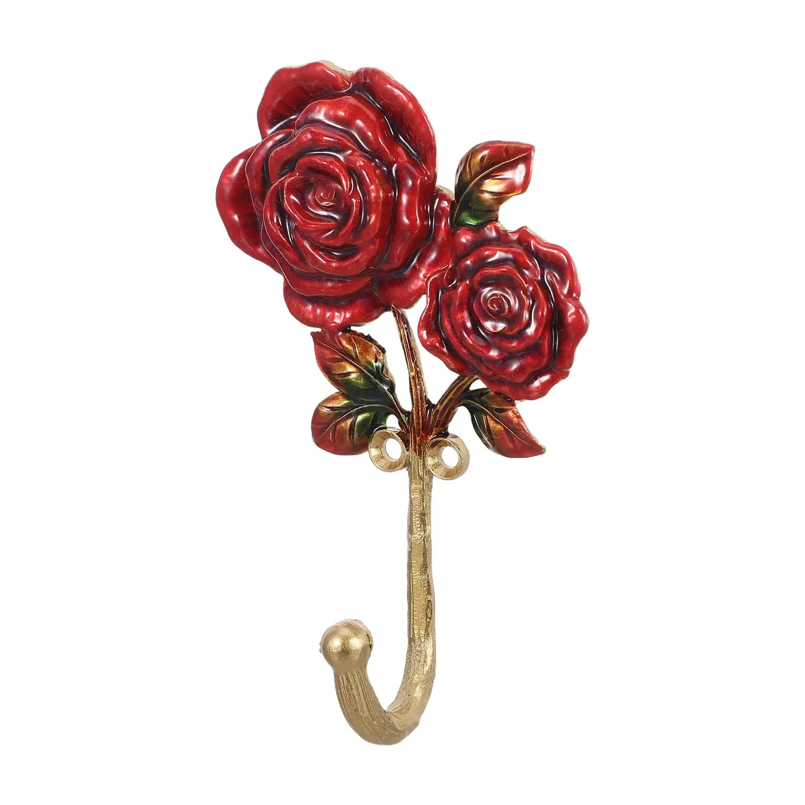 Metal Rose Wall Hook Vintage Red Flower Wall Mounted Hook Decorative Coat Hangers for Bathroom Bedroom Entryway Floral Towel