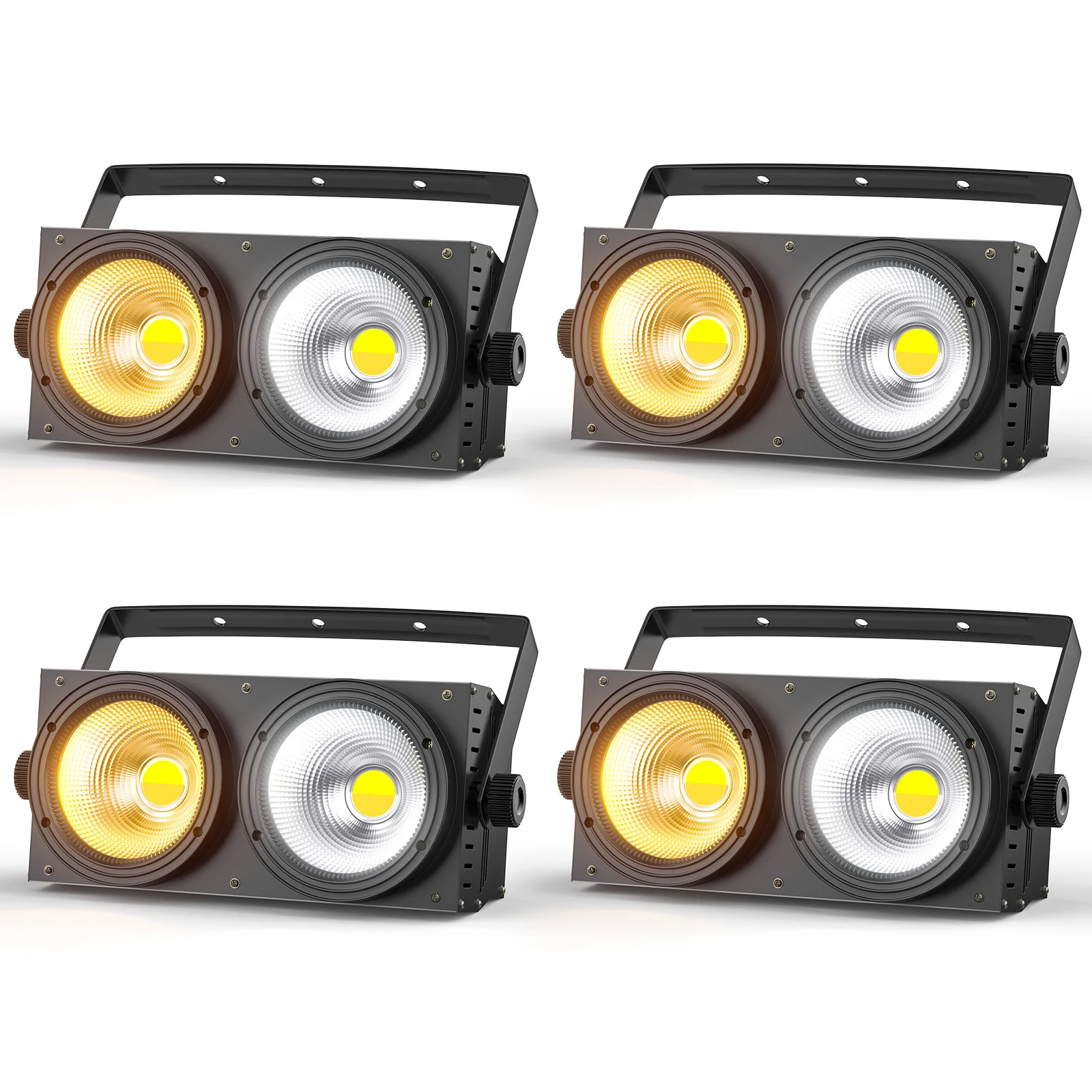 

U'King 4 шт. 200 Вт COB Par Light 2x100 Вт Blinder Lighting 2 Eyes LED 2IN1 COB Холодное теплое белое освещение Party Bar DMX Stage Lighting