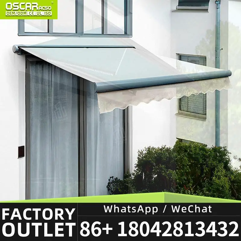 4*3M Aluminum Folding Outdoor Sun Shade Motorized  for Patio Balcony Garden Retractable Awning