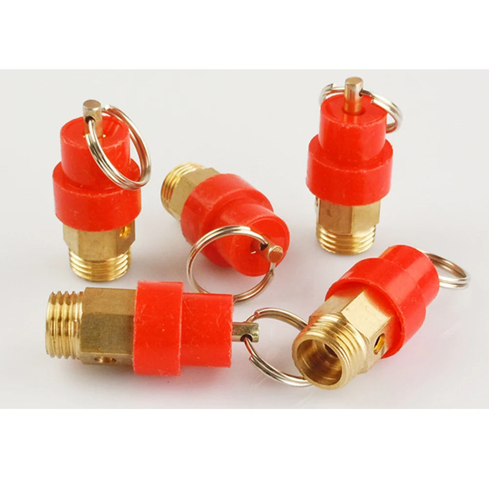 Valvola limitatrice di pressione di sicurezza 0-0.8Mpa Tappo rosso Valvola del compressore d'aria in ottone Anello di trazione addensato durevole per componenti pneumatici